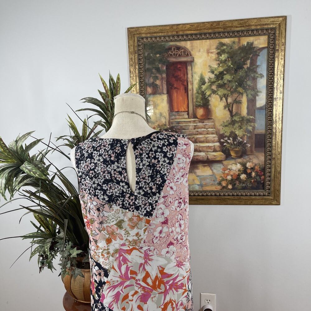 Enfocus Studio Women Size 6 Floral Patchwork Asymmetrical Midi Dress Boho Resort - Picture 6 of 10